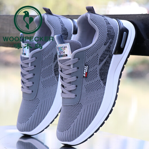 Holzspecker Herrenschuhe Frühling und Herbst atmungsaktiv und anti-fähige Mesh-Schuhe für Gelegenheitssportschuhe für Herren-Sportschuhe weicher Sohle nicht rutschresistenter Arbeitschuhe A-881 Black 40 (Standardgröße)