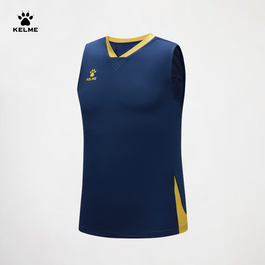 Kelme (Kelme) Sportsweste Sommer Neue schweißresistente und atmungsaktive Fußballtraining ärmellose T-Shirt Laufen kontrastierende Top Navy Blue XL