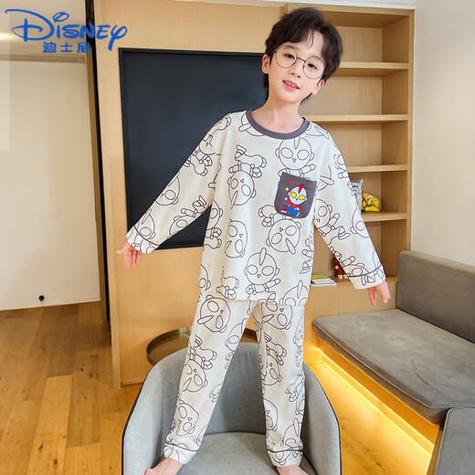 迪士尼（Disney）儿童睡衣男春秋2025新款季纯棉长袖薄款圆领儿童小孩中大童家居服 3878 110