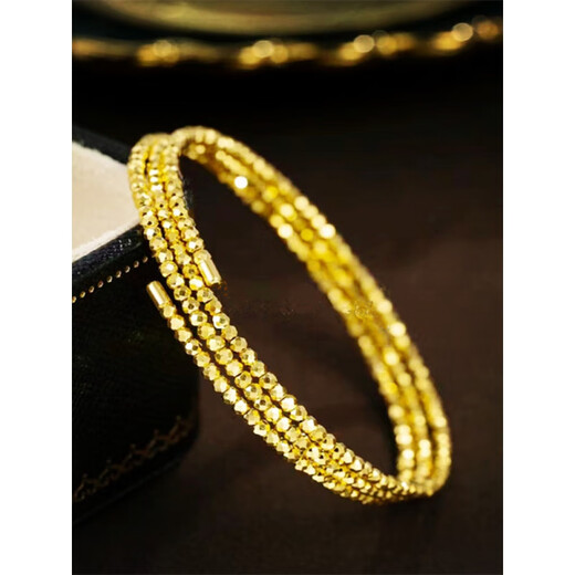 DL 1998 Fett Donglai Qualität 18k Gold gebrochenes Goldarmband 18K Goldene Gerichte und Perlen Drei-Kreis-Gedächtnismemory Elastic Armband Frauenhundert Gerichte und Perlen Drei-Kreis-Armband