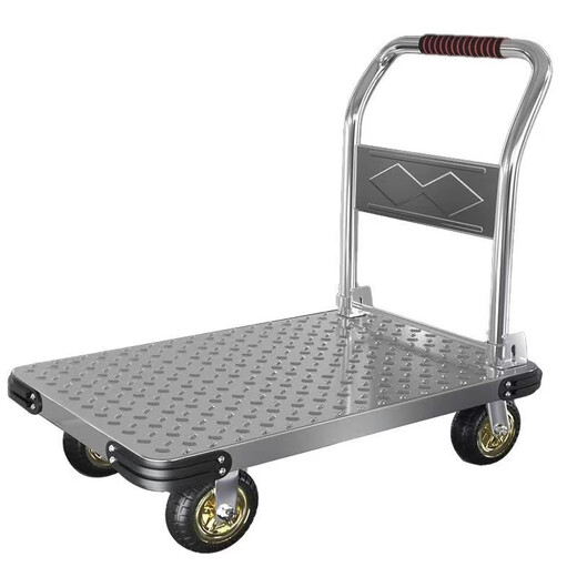 Carro de cama plana Dulu Pequeño carro de carro plegable portátil Portable trailer de carro plegable manejo de carro camión de tracción a mano [rueda de reducción de ruido de 4 pulgadas] Garing de carga 1050 Jin [Jin iguala 0.5 kg] 73*48