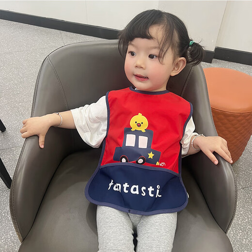 Kinderschürze Babymahlzeit Kleidung Kindergärtner schmutziger Abdeckung Baby Jungen essen laderdes wasserdichte ärmellose dünne Reisbeutel A6231 Red Bird Car Regular Model 100 Größe Empfohlene Höhe 80-90 cm