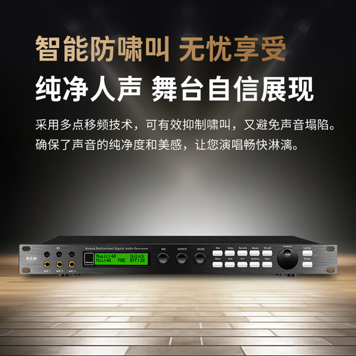 Melody X5 pre-effector ktv professional digital audio processor karaoke reverb mixer anti-howling home theater electric guitar household effector X5 effector + ML5300 self-charging microphone (set)