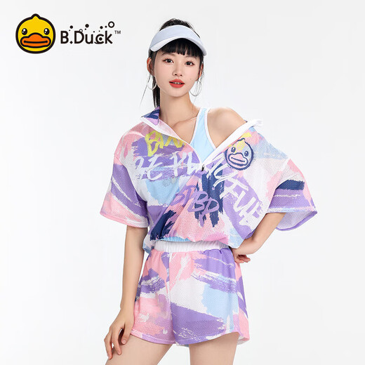 B.Duck Little Yellow Duck Swimsuit Women's Hot Spring Split Three-piece Set Conservative Belly Covering and Slimming Women's Plus Size Swimsuit