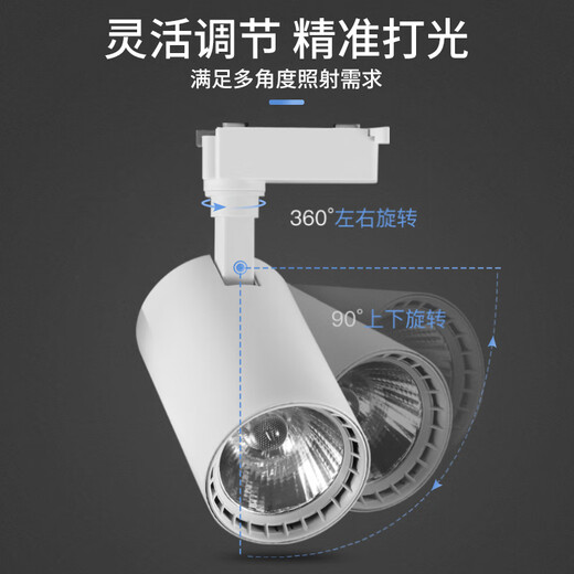 CANMEIJIA LED spotlight track light surface-mounted super bright commercial clothing store exhibition hall background wall track light ceiling ceiling light 30W-black (warm yellow light)