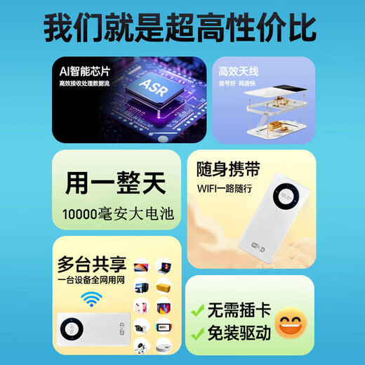 豆弗2025新款随身wifi6【充电宝+上网】超高速无线移动网络网卡家用路由器 WiFi6【至尊版】FPC天线+18信道 下单赠送1500G/充电宝+上网/支持免费换新