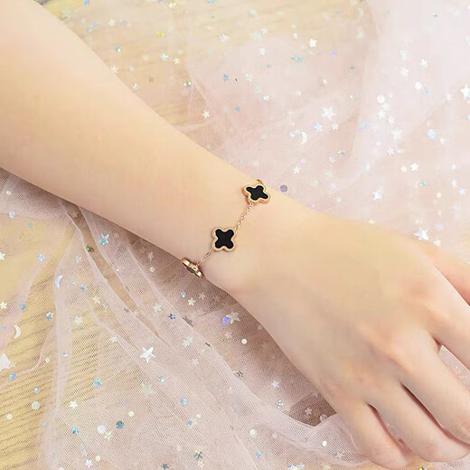 GATMEET Roman Holiday Bracelet Women's Stacked Four-Leaf Clover Bracelet as a Christmas, Valentine's Day, and Birthday Gift for Your Girlfriend and Wife Roman Holiday Bracelet + Black Four-Leaf Clover Bracelet