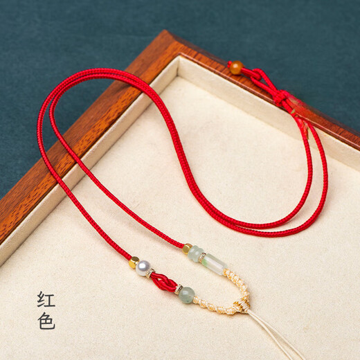 CHUXIANG hand-woven knotted jade pendant lanyard Guanyin Pixiu Jade Buddha pendant rope men and women necklace with rope silver gray B02-104 S19