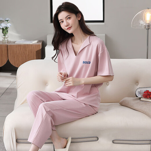 
Year of the Snake Year of the Year of the Pajamas Women's Pure Cotton Summer Short Sleeve Trousers Red Loose Outdoor Outdoor Cotton Set YSH-679 2XL Code 140-160Jin [Jin equals 0.5 kg] Reservation shrinkage