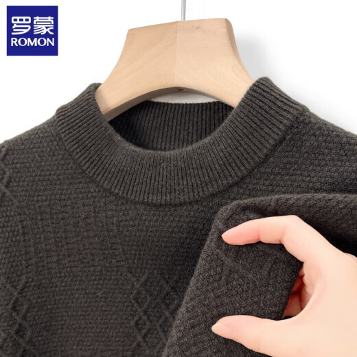 Romon Pure Cardigan Herbst und Winter verdickte warme Wolle halbhohe Hals Basis Strickpullover mittlerer und älterer Pullover Männer 9717 Pu'er Brown 175/xl [Empfohlen 130-150 Jin [Jin gleich 0,5 kg]]]