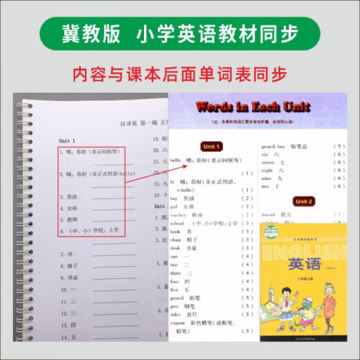 冀教版三四五六年级英语单词默写本听写本汉译英英译汉听写练习本 1049四上冀教版单词默写17页