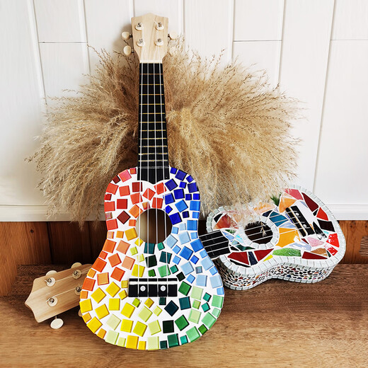 Creator's handmade DIY mosaic material bag Hawaiian small guitar ukulele ukulele four-string ukulele violet ukulele + material bag