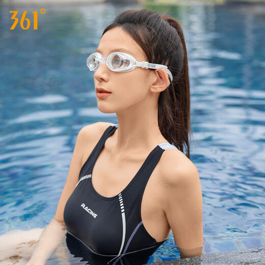 361 Swimming Goggles for Men and Women Adults Waterproof and Anti-fog HD Racing Swimming Goggles Medium Frame Unisex Diving Equipment Premium Black