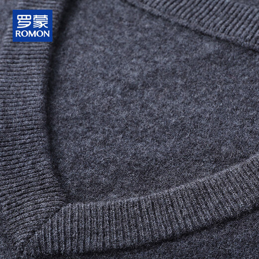 ROMON 100% pure wool sweater men's V-neck sweetheart neck autumn and winter solid color sweater business casual warm base sweater