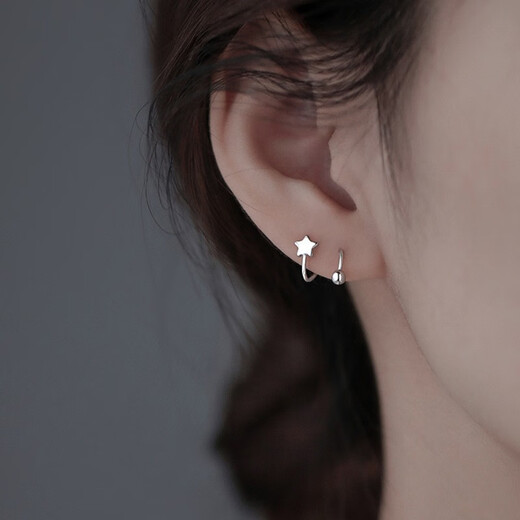 DL 1998 Fat Donglai same style platinum pt950 earrings female star earrings love ear bone nails female spring screw temperament (star-shaped) rotating earrings pair