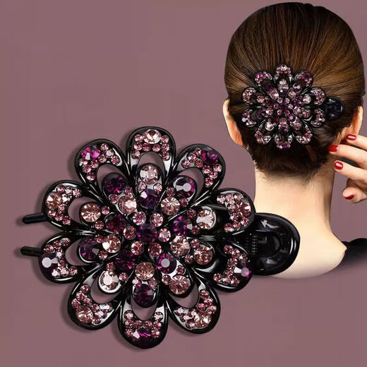 Kahneman Large Grappling Clip Back of the Head Hair Clip Women's Gradient Duckbill Clip Hair Clip Mother's Gift New Ponytail 3-Tooth Elegant Purple Swallowtail Clip
