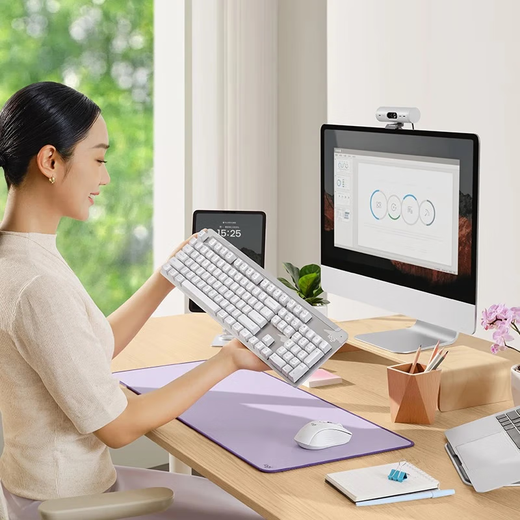 罗技（Logitech）K865机械键盘 （K845升级款）无线蓝牙键盘 商务办公 游戏电竞任切换 104键全尺寸 游戏键盘 K865+薰衣兔键帽+多选礼品