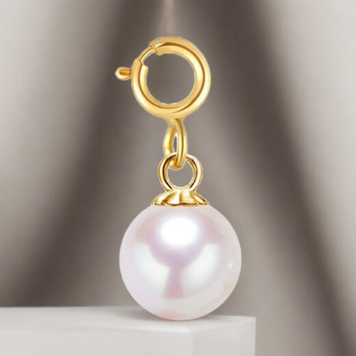 Chihuan pendant 18k gold thick version non-deformable round Akoya strong light au750 buckle drop pendant 4mm universal buckle gold regular thickness 9.5-10mm