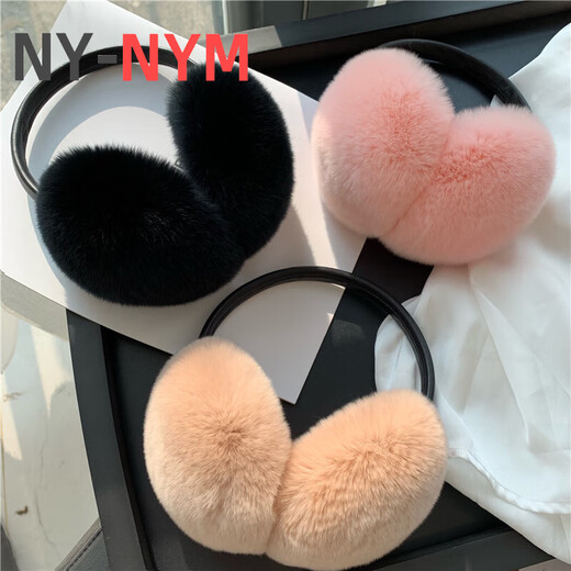 NY-NYM Double-sided Otter Rabbit Fur Ear Cover Real Fur Ear Cover Men and Women Korean Solid Color Retractable Ear Cover Winter Warm Ear Cover Grey