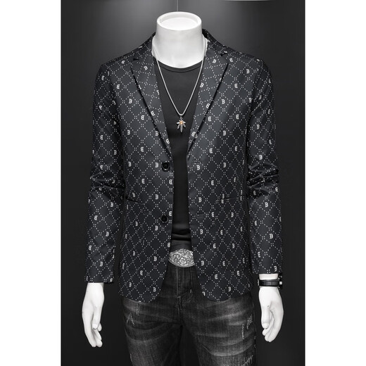 DK Brand Men's Clothing Free Casual Casual's Men's Spring and Automne Mabe imprimé Slim Fit et Suit formel Formel Suit Business Suit Business Black XL Prid.