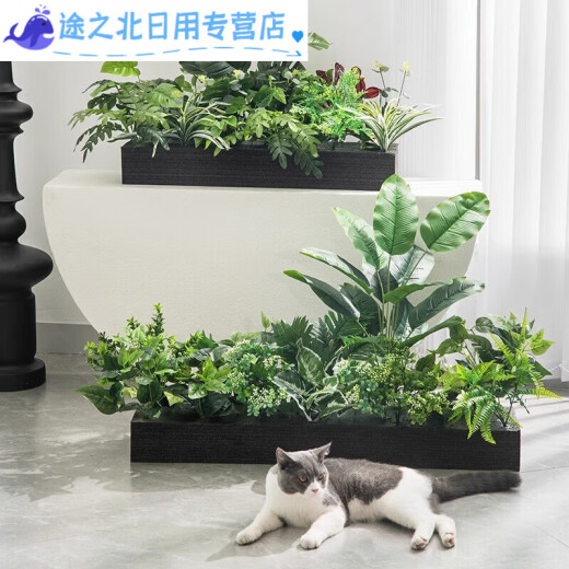 仿真绿植套装仿真花隔断植物装饰摆件花槽龟背叶花箱假花造景 e3895x20m五彩斑斓