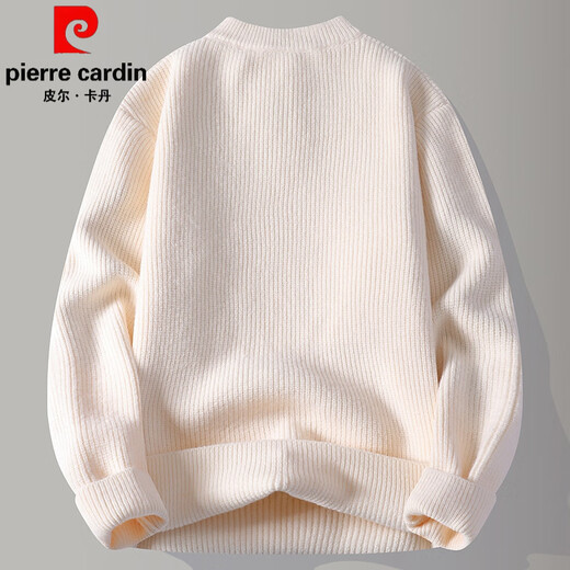 Pierre Cardin Henry collar sweater men's solid color casual bottoming sweater sweater autumn and winter new round neck sweater 9683 beige M 90-110Jin Jin equals 0.5 kg