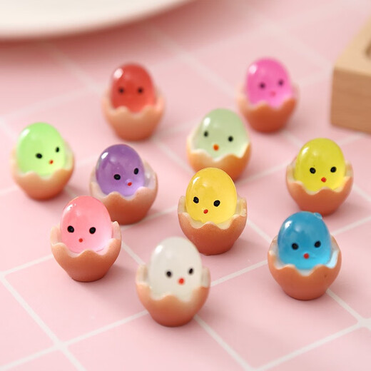Cute broken-shell chicks luminous small ornaments diy home ledger children's ornaments wholesale cartoon resin accessories luminous broken-shell chicks mixed 10 pieces recommended