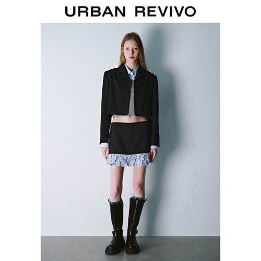 UR new autumn and winter women's commuter style workplace flat lapel short blazer UYU140041 black XS