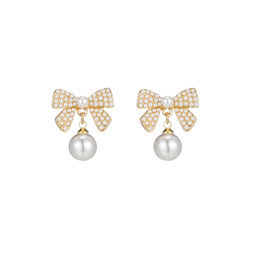 Bai Qixin women's pearl bow earrings without pierced ears niche high-end elegant light luxury earrings new birthday gift bow pearl earrings