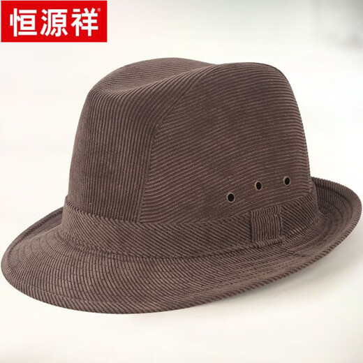 Hengyuanxiang älterer Hut Herren Winter im Freien Samthut Mode Jazz Hut im Freien Winterhut mittleren und älterer Top-Hut-Lichtkastanien L (58-60 cm)