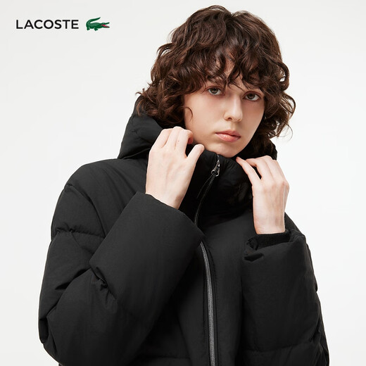 LACOSTE French crocodile women's warm mid-length drawstring goose down jacket | BF0698 031/black S /160