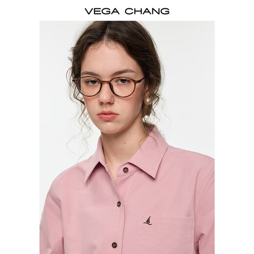 VEGA CHANG brown rhyme simple luxury long-sleeved shirt for women 2025 new autumn and winter simple high-end shirt soft sand brown (shirt) M