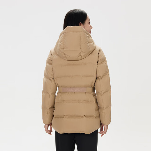 KOLON SPORT/可隆中量羽绒服 女子压胶连帽冬GTX防风宽松鹅绒外套夹克 LKDJ4WTK16-BE 米黄 M 165/88A