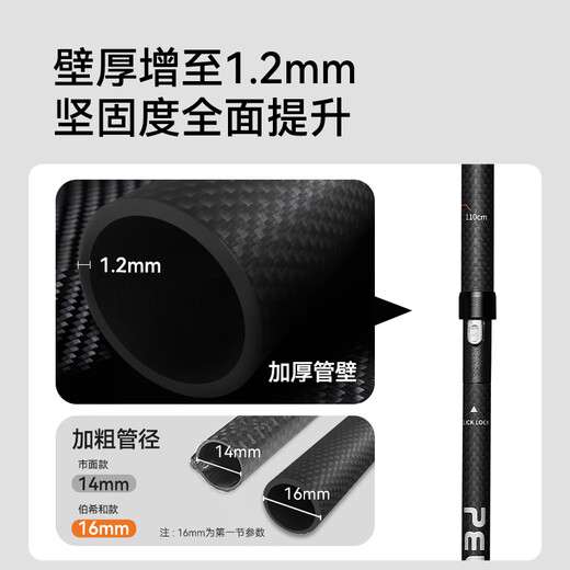 Pelliot Wings outdoor trekking pole 3k carbon fiber crutches folding ultra-light walking poles 3K carbon fiber Z-folding obsidian black