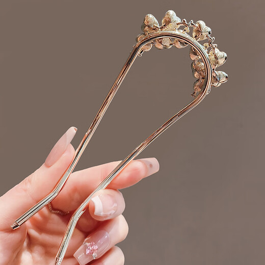Zuoou rhinestone hairpin U-shaped clover ball head hair artifact hairpin hairpin women's large hairpin U-shaped hairpin gold exquisite clover style