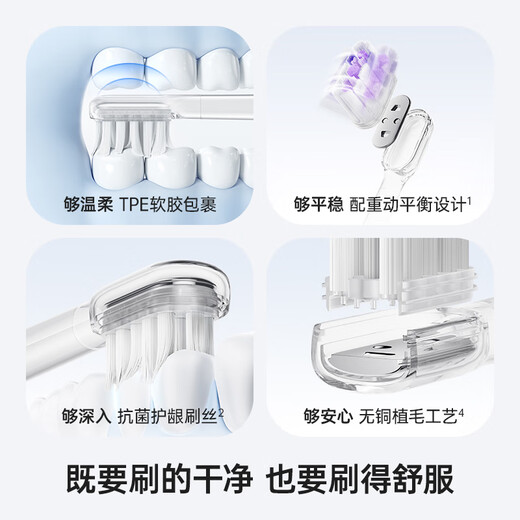 Laifen sweeping vibration electric toothbrush brush head new cushioning brush head (ABS+TPU material) 6 pieces cushioning cleaning (available for 18 months)