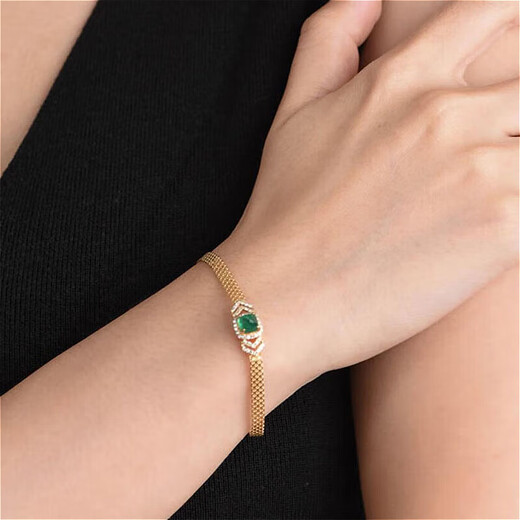 Haikai Bracelet Ladies Grandma 1 Green Gemstone Jewelry 18 Gold Luxury Jewelry Chinese Valentine's Day Birthday Gift 18 Gold Elegant Gold Emerald Bracelet