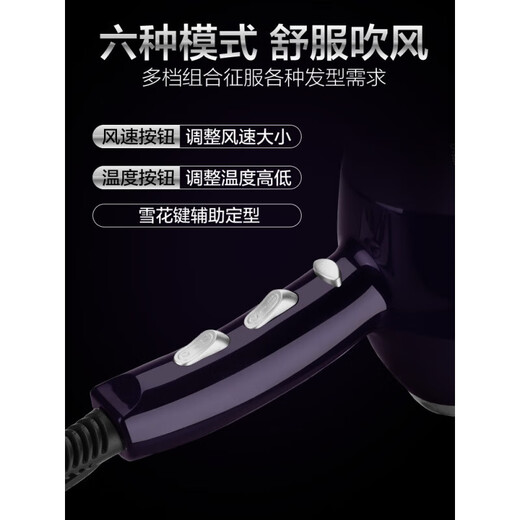 CONFU hair dryer, household high-power hair dryer, barber shop special electric dryer, hair salon professional high wind three-hole plug hair dryer 2300W quick drying hair tool 2300W丨three-hole plug KF-9897 Noble Purple