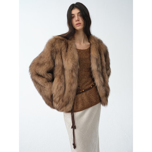 Fu Zhien Gone With the Wind Sagafurs Fro Fur Coat Women Mujeres hechas a mano Spray Smudge FURO CURCO DE PIRA V ARRielo Marrón M
