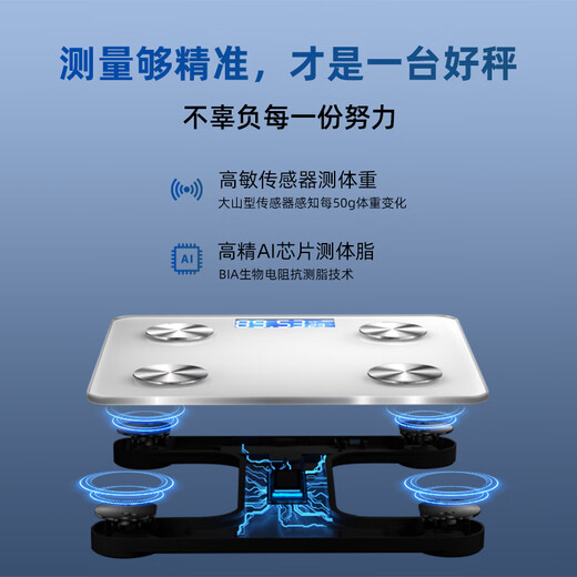 苏泊尔（SUPOR）智能体脂秤家用落地电子体重秤 精准测量可充电人体婴儿秤称重健身减肥专用 雪域白 USB充电款【81项数据检测】充电长续航