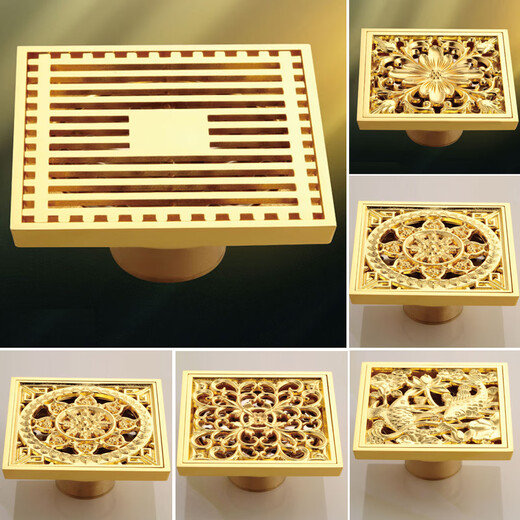 金色防臭加厚浴室淋浴房地漏方形大排量长条型条形卫生间10CM 金色6624 深水封 双用款