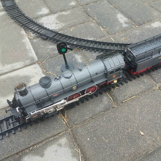 Aole Alliage Machine à Vapeur Fumer Rétro Piste Simulation Électrique Petit Train Modèle Ensemble pour la Journée des Enfants Jouer Alliage Vapeur Fumer Train Ensemble + Pack Supplémentaire avec Kit de Charge