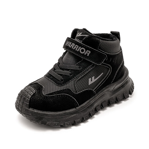 Pull back children's shoes children's cotton shoes winter plus velvet warm sports shoes for boys and girls WBNJS2757 black black 32