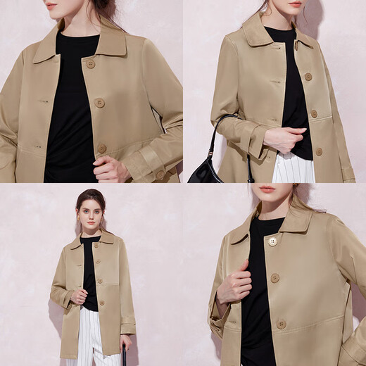 Klassische Geschichte (Jane Story) Einfache und elegante Mittellänge-Trenchcoat für Frauen 2025 Neue Spring High-End-Feste Farbe Dünner Grabenschicht kleiner Menschen Pink M