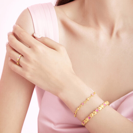 SoinLove Treasure Girl Love Gold Full Heart Ring Pure Gold Female VR916 No. 15 Heart Full Ring VR916