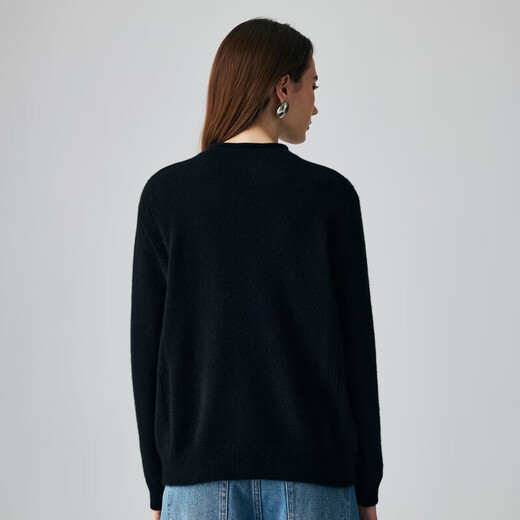 PALUOPO retro half turtleneck women's solid color cashmere sweater autumn and winter new casual knitted warm sweater ET2F8336 black XL 170/110