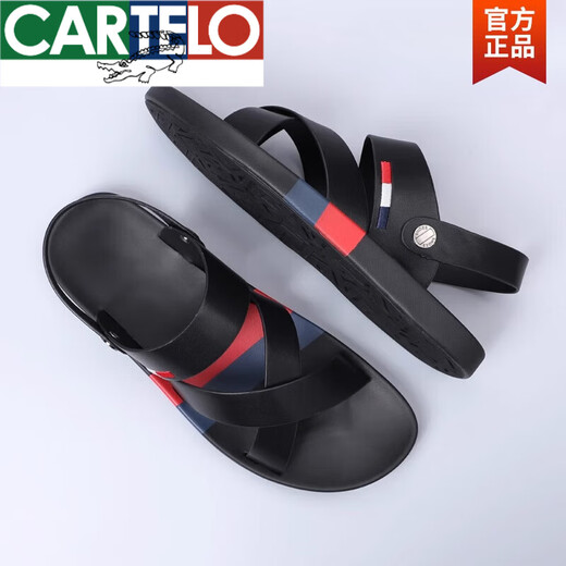 Kartelmarke High-End-Sandalen Herbst herbstlich trendy und modische Sandalen mit Dual-Purple Outer Wear-resistenter Strandschuhe schwarz 9793 38