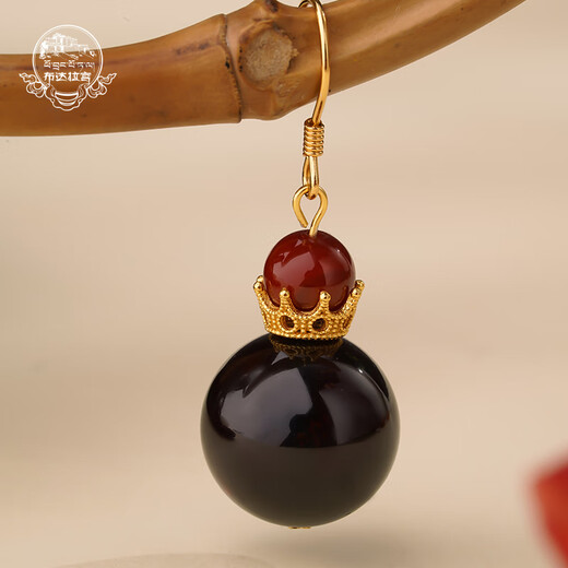 Potala Palace blood agate earrings, high-end new Chinese style simple amber earrings for women, a birthday gift for girlfriend, blood agate earrings