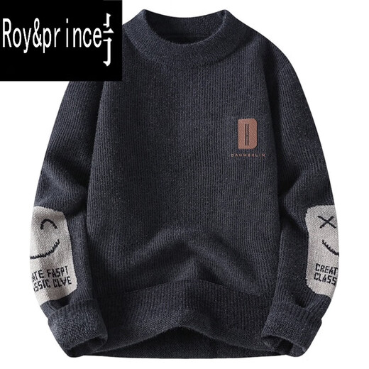 Prince Roy / Roy / Prince Sweater Men's Round Coul Plus Velvet Tapover Base Shirt Trendy Brand Brand Sweater Veste Men's's Pull R691 Gris foncé plus Velvet XL (environ 125-140 Jin [Jin est égal à 0,5 kg] peut être usé)