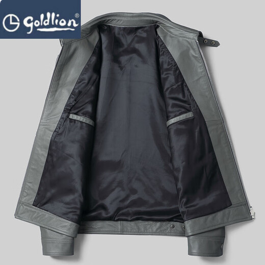 金利来（Goldlion）2024新款头层牛皮皮夹克 海宁真皮皮衣 男短版衣翻领外套潮 大象灰单层皮 4XL _165-179斤